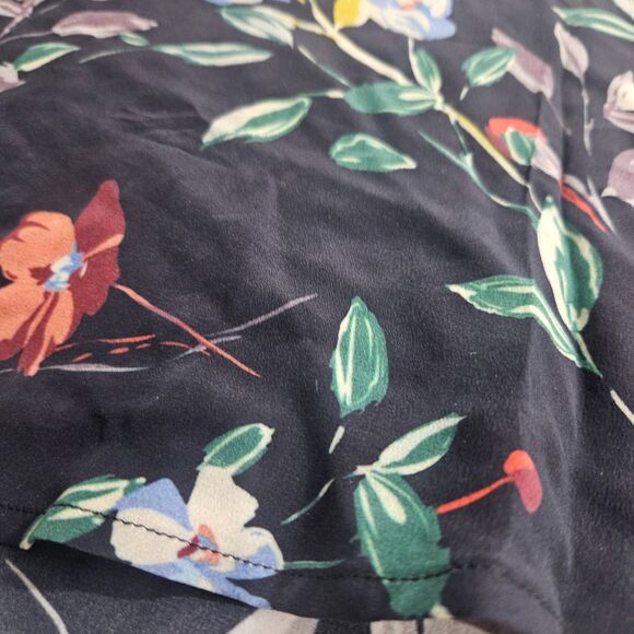 ecru Silk Floral Shell Work Top Floral Small Bell Sleeve Size S Boho 3/4 Sleeve - Picture 8 of 9